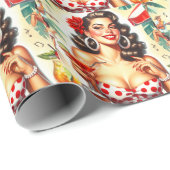 Schöne Retro-Illustration Geschenkpapier (Rolleneckpunkt)