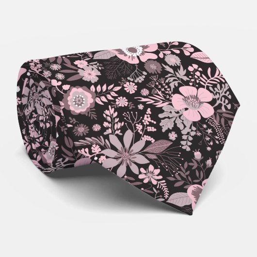 Schöne Retro-Pink-Pastell-Blumenmuster Krawatte (Gerollt)