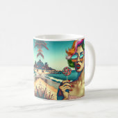 Schöne Retro Pop Kunst, Dichtung und Musik Kaffeetasse (VorderseiteRechts)