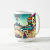 Schöne Retro Pop Kunst, Dichtung und Musik Kaffeetasse (VorderseiteRechts)