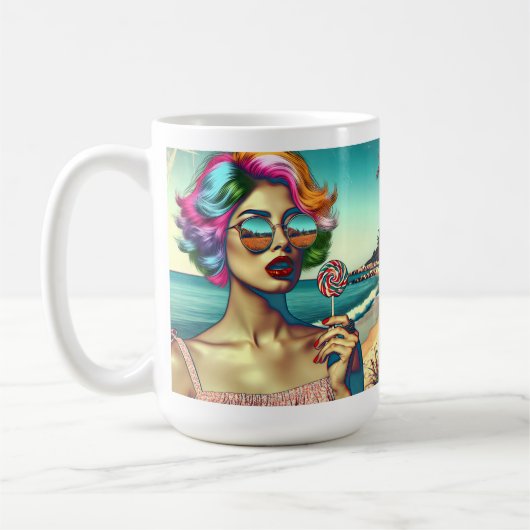 Schöne Retro Pop Kunst, Dichtung und Musik Kaffeetasse (Links)