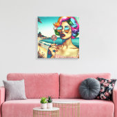 Schöne Retro Pop Kunst, Dichtung und Musik Leinwanddruck (Insitu (Wohnzimmer))