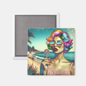 Schöne Retro Pop Kunst, Dichtung und Musik Magnet (Vorderseite/Rückseite)
