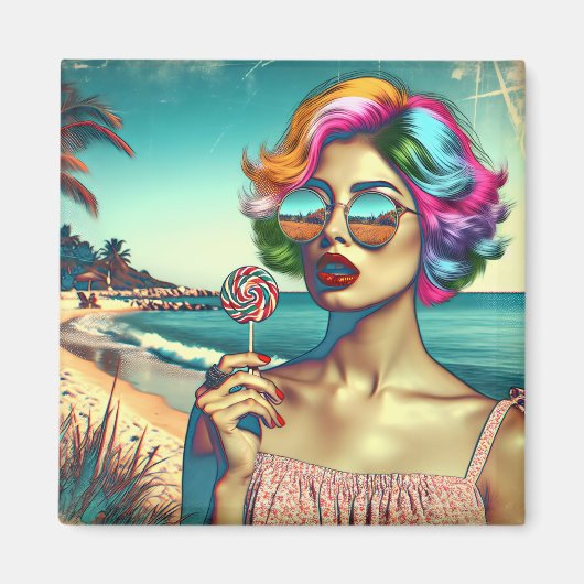 Schöne Retro Pop Kunst, Dichtung und Musik Magnet (Vorne)