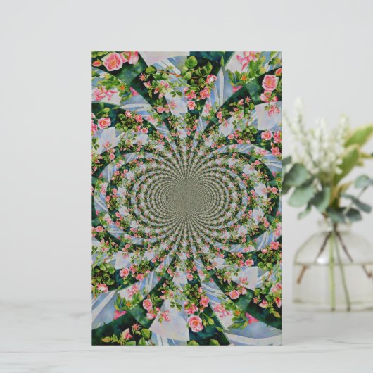 Schöne Retro-Rosa rote Rosen Aquarellblüte Briefpapier (Stehend Vorderseite)