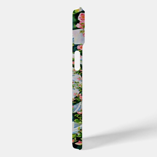 Schöne Retro-Rosa rote Rosen Aquarellblüte Case-Mate iPhone Hülle (Rückseite / Rechts)