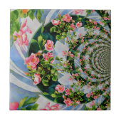 Schöne Retro-Rosa rote Rosen Aquarellblüte Fliese (Vorderseite)