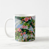 Schöne Retro-Rosa rote Rosen Aquarellblüte Kaffeetasse (Links)