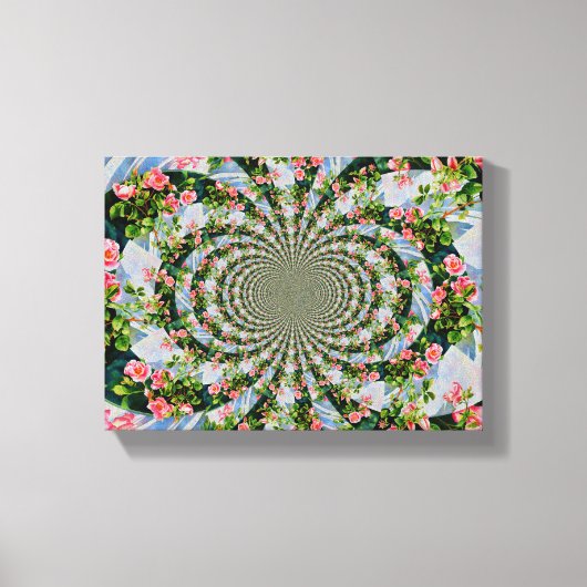 Schöne Retro-Rosa rote Rosen Aquarellblüte Leinwanddruck (Vorderseite)