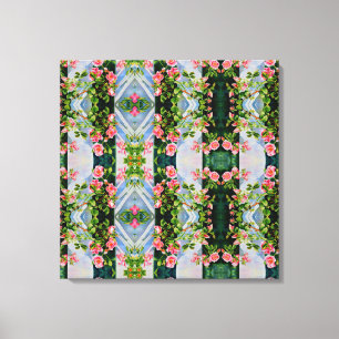 Schöne Retro-Rosa rote Rosen Aquarellblüte Leinwanddruck