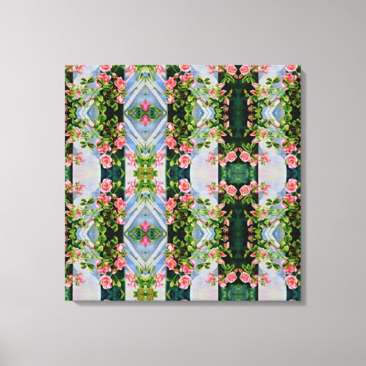 Schöne Retro-Rosa rote Rosen Aquarellblüte Leinwanddruck (Vorderseite)