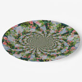 Schöne Retro-Rosa rote Rosen Aquarellblüte Pappteller (Schrägansicht)