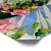 Schöne Retro-Rosa rote Rosen Aquarellblüte Poster (Ecke)