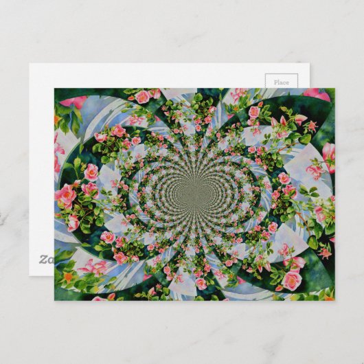 Schöne Retro-Rosa rote Rosen Aquarellblüte Postkarte (Vorne/Hinten)