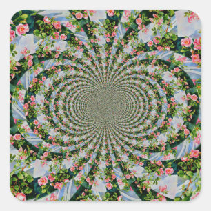 Schöne Retro-Rosa rote Rosen Aquarellblüte Quadratischer Aufkleber