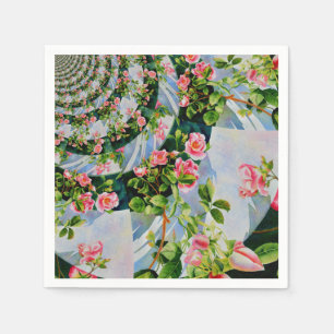 Schöne Retro-Rosa rote Rosen Aquarellblüte Serviette