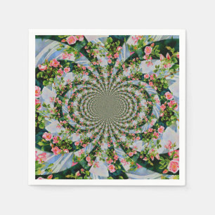 Schöne Retro-Rosa rote Rosen Aquarellblüte Serviette