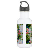 Schöne Retro-Rosa rote Rosen Aquarellblüte Trinkflasche (Rückseite)