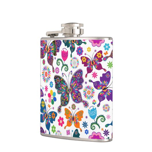 Schöne Retro-Schmetterlinge * Blume Flachmann (Links)