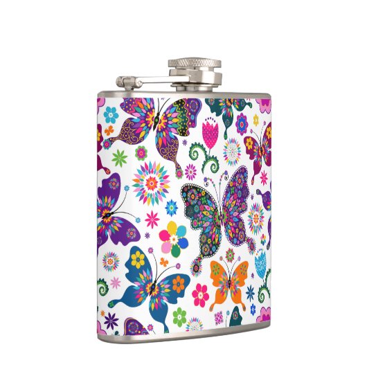 Schöne Retro-Schmetterlinge * Blume Flachmann (Rechts)