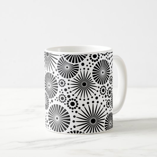 Schöne Retro-Schwarz-Weiß-Tasse Kaffeetasse (VorderseiteRechts)