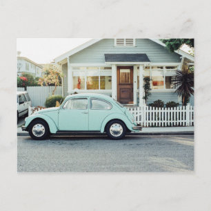 Schöne Retro-Vintage-Türkis-Autofotografie Postkarte