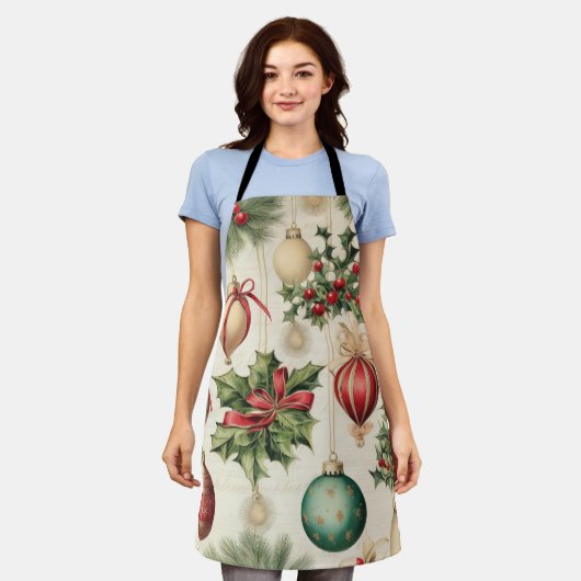 Schöne Retro Weihnachtsbaubles & Heilige Schürze (Getragen)