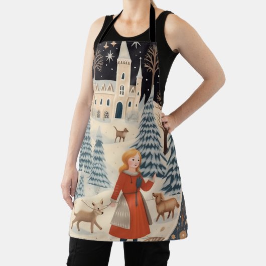 Schöne Retro Weihnachtsschneeszene Schürze (InSitu)