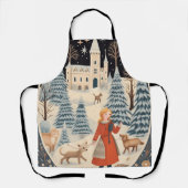 Schöne Retro Weihnachtsschneeszene Schürze (Vorderseite)