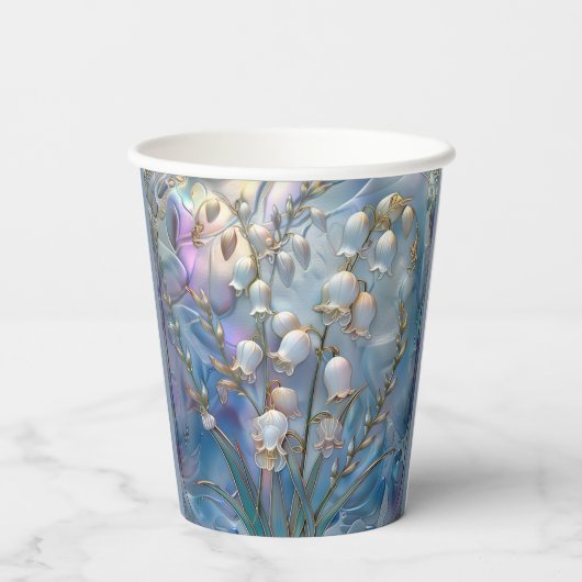 Schöne, rieszierende Lily of Valley Embossed Glass Pappbecher (Rückseite)