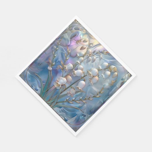 Schöne, rieszierende Lily of Valley Embossed Glass Serviette (Ecke)