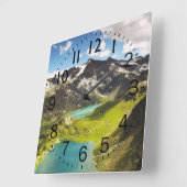 Schöne Rocky Mountain and Streams Szene Quadratische Wanduhr (Winkel)