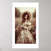 Schöne Rokoko-Frau auf dem Feld Poster (Vorne)