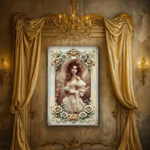 Schöne Rokoko-Frau auf dem Feld Poster
