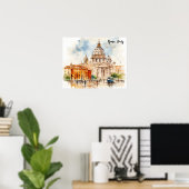 Schöne Rom Italien Aquarellmalerei Poster (Heimbüro)