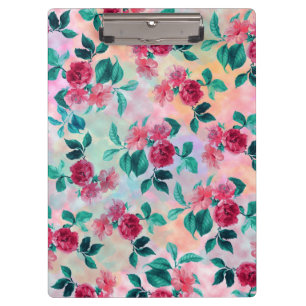 Schöne romantische Aquarell-Rosen Blumenmuster Klemmbrett