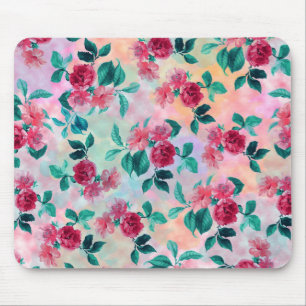 Schöne romantische Aquarell-Rosen Blumenmuster Mousepad