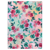 Schöne romantische Aquarellfarben Rose Blumenmuste Klemmbrett (Rückseite)