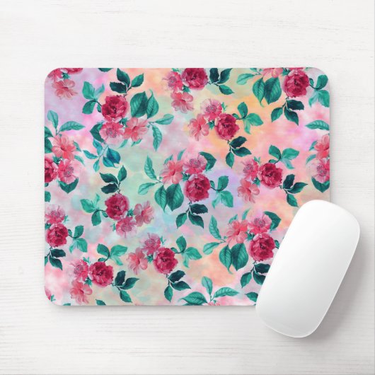 Schöne romantische Aquarellfarben Rose Blumenmuste Mousepad (Mit Mouse)