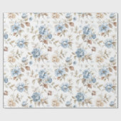 Schöne romantische blaue Blumen Hochzeit Geschenkpapier (Flach)