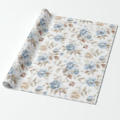 Schöne romantische blaue Blumen Hochzeit Geschenkpapier (Ungerollt)