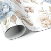 Schöne romantische blaue Blumen Hochzeit Geschenkpapier (Rolleneckpunkt)