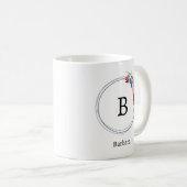 Schöne romantische Frühlingsmonogramm-Blumen Kaffeetasse (VorderseiteRechts)