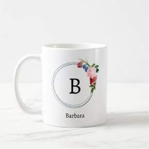 Schöne romantische Frühlingsmonogramm-Blumen Kaffeetasse