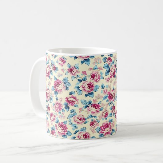 Schöne romantische Frühlingsrosa Girl-Blume Kaffeetasse (Vorderseite Links)