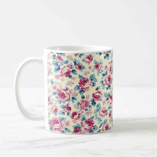 Schöne romantische Frühlingsrosa Girl-Blume Kaffeetasse (Links)