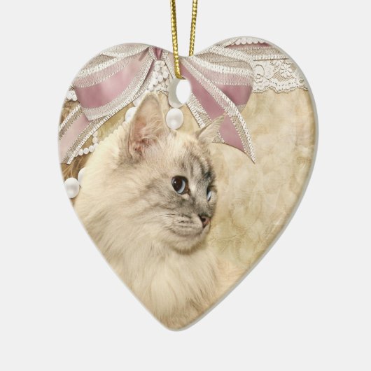 Schöne romantische Katze Keramik Ornament (Links)