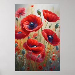 Schöne romantische Mohnblumen Blume Blossom Kunst, Poster