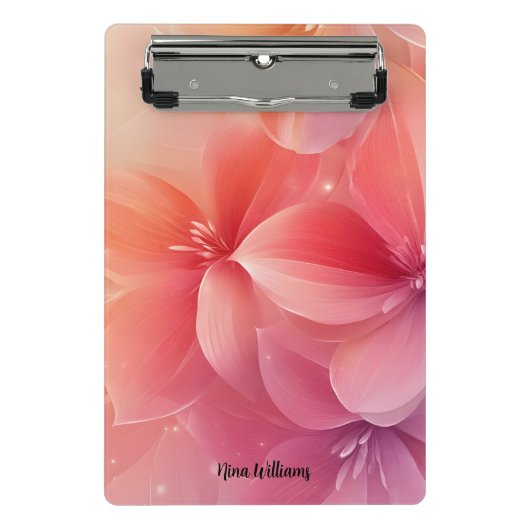 Schöne romantische rosa Blume Mini Klemmbrett (Vorderseite)