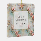 Schöne romantische Rosatönen Romantische Rose Keramikornament (Rechts)